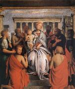 Bartolomeo Suardi The Madonna and the Nino with eight holy oil on canvas
